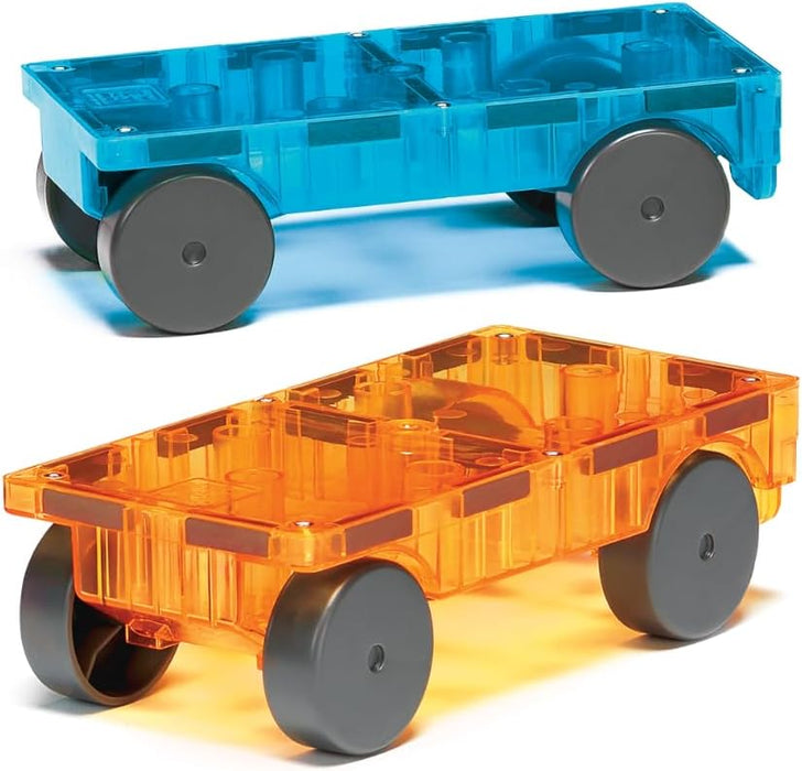 MAGNA-TILES Cars – Kit de construction magnétique 2 pièces Bleu et orange