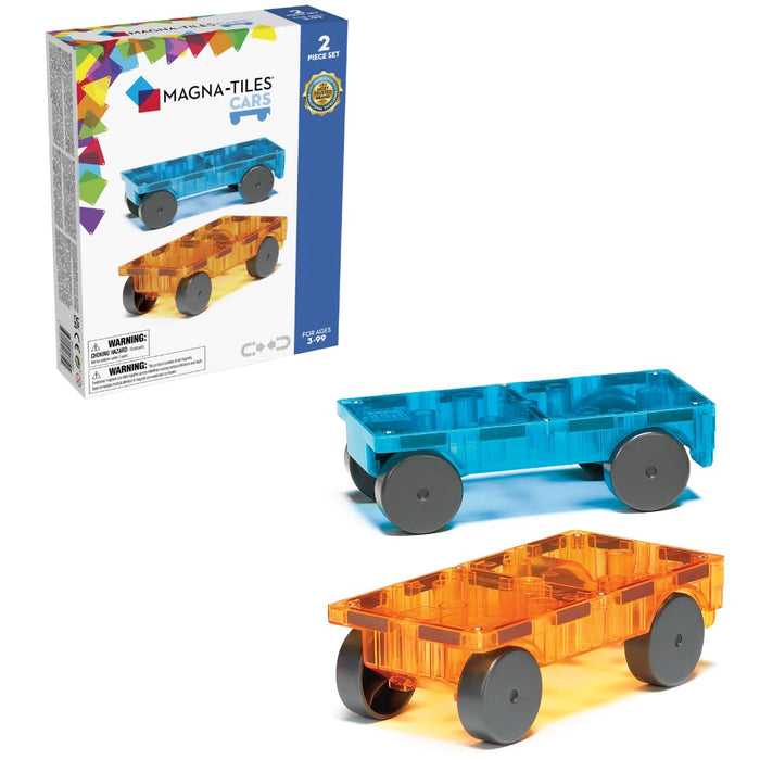 MAGNA-TILES Cars – Kit de construction magnétique 2 pièces Bleu et orange