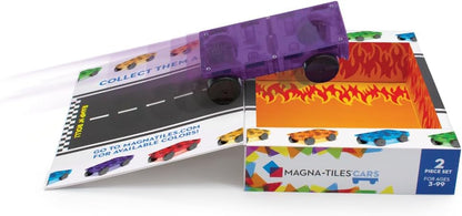 Magna Tiles Cars – Purple & Red 2-Piece Magnetic Construction Set, The Original Magnetic Building Brand