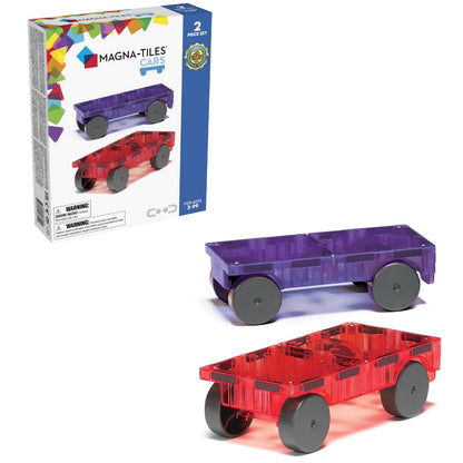Magna Tiles Cars – Purple & Red 2-Piece Magnetic Construction Set, The Original Magnetic Building Brand