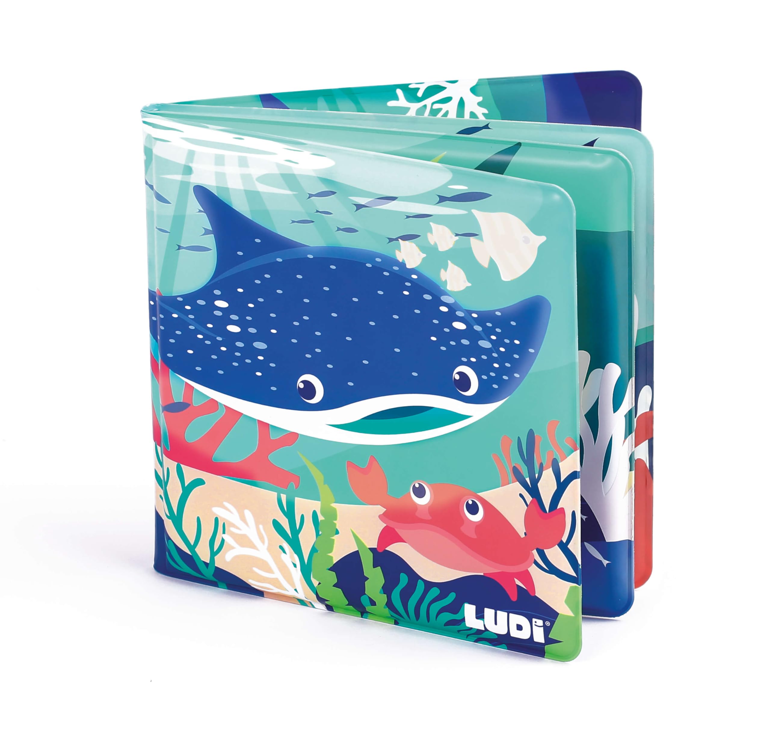 Ludi - Magisch badboek - 12 zeedieren en koralen - te ontdekken bij contact met water - Vanaf 10 maanden - Ontdekking, fijne motoriek en reflectie - Zeethema