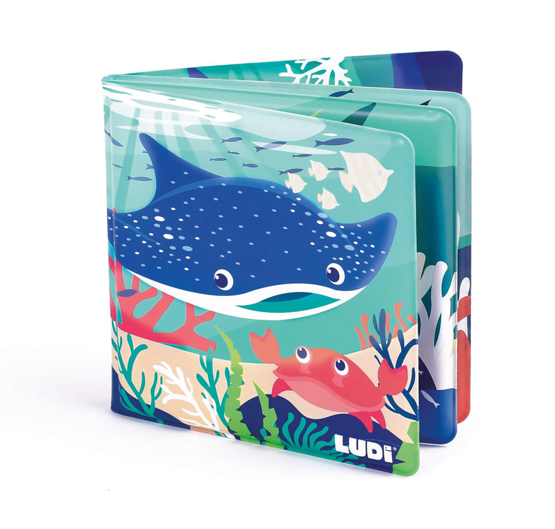 Ludi - Magisch badboek - 12 zeedieren en koralen - te ontdekken bij contact met water - Vanaf 10 maanden - Ontdekking, fijne motoriek en reflectie - Zeethema