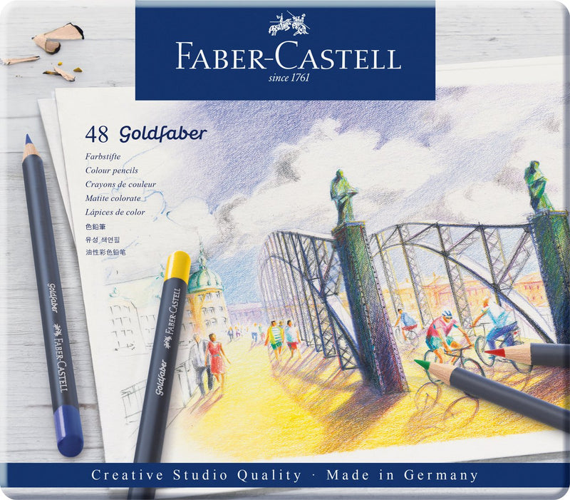 Faber-Castell 114748 - Estuche de Metal con 48 Ecolápices Goldfaber de Colores Surtidos