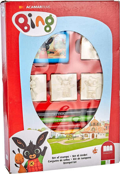 Multiprint Box 4 Stamps for Kids Bing, 100% Made in Italy, Personalized Stamps for Children, in Wood and Natural Rubber, Non-toxic Washable Ink, Gift Idea, art.27987
