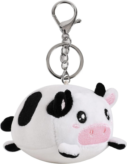 I-TOTAL® - Sleutelhanger met haak, schattig pluche dier, 10 x 11 x 9 cm Koe