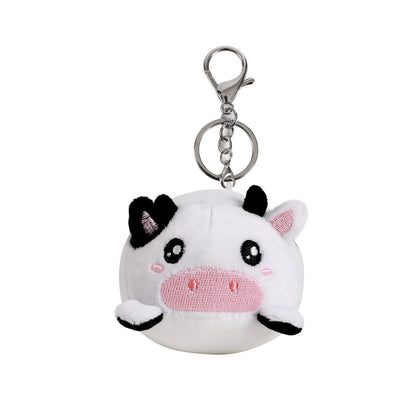I-TOTAL® - Sleutelhanger met haak, schattig pluche dier, 10 x 11 x 9 cm Koe