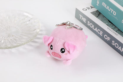 I-TOTAL® - Portachiave con gancio, simpatico animaletto morbido peluche 10 x 11 x 9 cm Maiale
