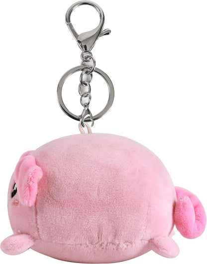 I-TOTAL® - Portachiave con gancio, simpatico animaletto morbido peluche 10 x 11 x 9 cm Maiale