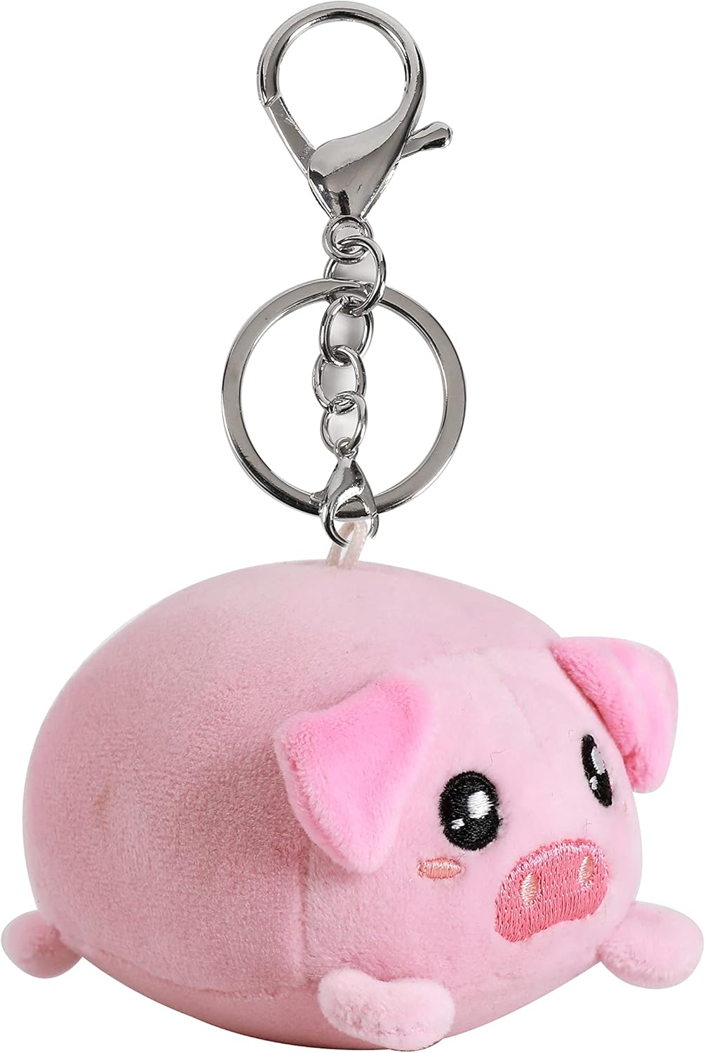 I-TOTAL® - Portachiave con gancio, simpatico animaletto morbido peluche 10 x 11 x 9 cm Maiale