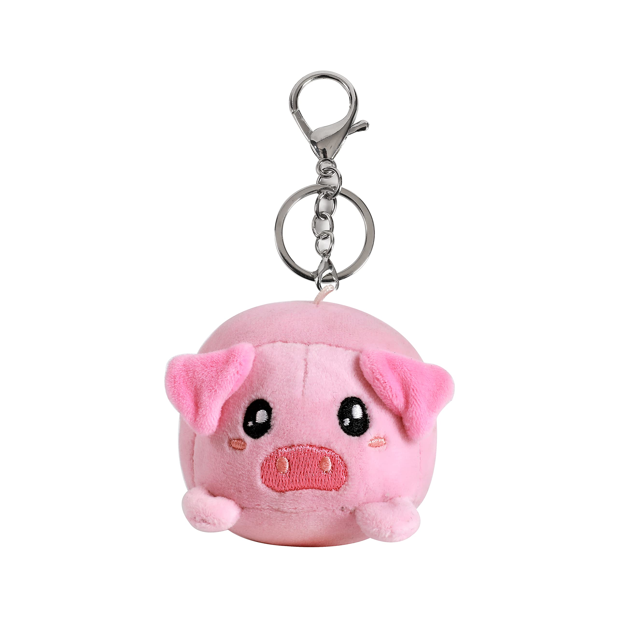 I-TOTAL® - Portachiave con gancio, simpatico animaletto morbido peluche 10 x 11 x 9 cm Maiale