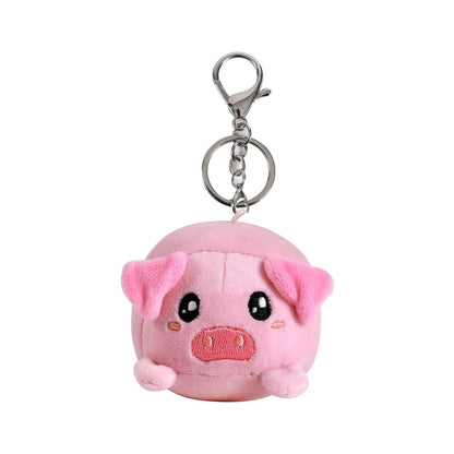 I-TOTAL® - Portachiave con gancio, simpatico animaletto morbido peluche 10 x 11 x 9 cm Maiale