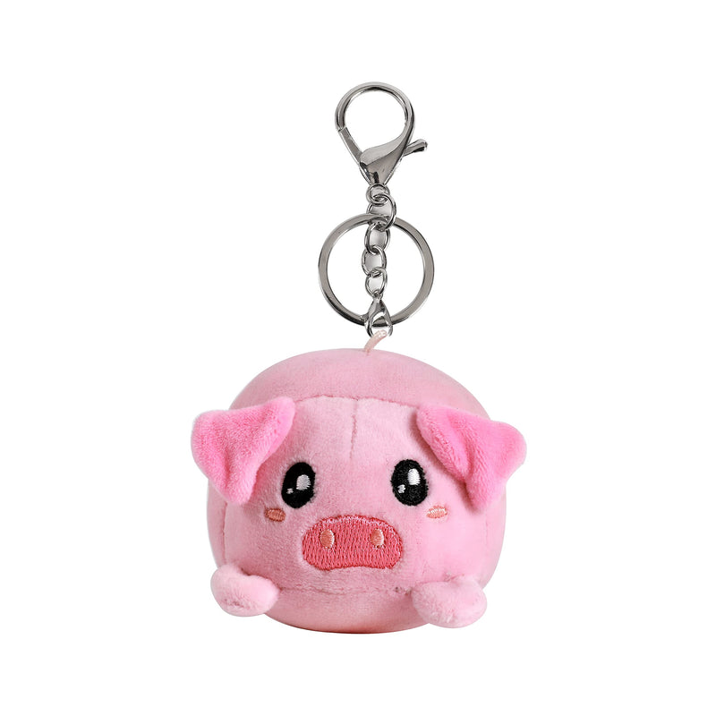 I-TOTAL® - Portachiave con gancio, simpatico animaletto morbido peluche 10 x 11 x 9 cm Maiale