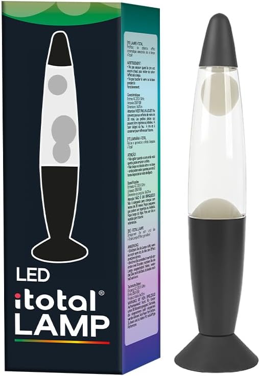 Itotal - Color-Changing Led Lava Lamp - Black Base And White Wax (Xl2678)