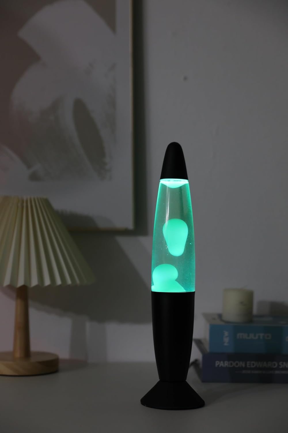 Itotal - Color-Changing Led Lava Lamp - Black Base And White Wax (Xl2678)