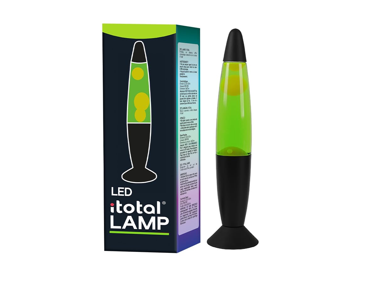 Itotal - Led Lava Lamp W/Green Light - Black Base And White Wax (Xl2681)