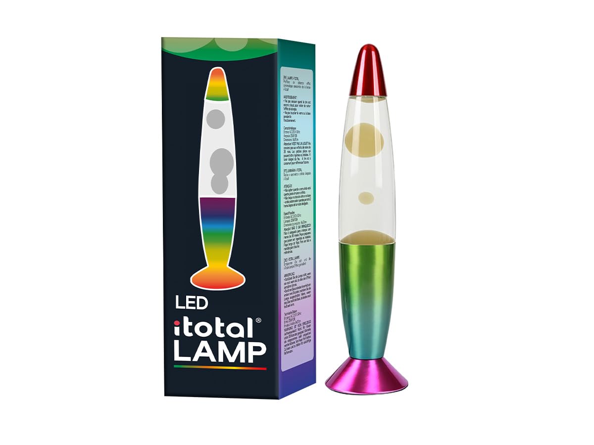 Itotal - Color-Changing Led Lava Lamp - Rainbow Base And White Wax (Xl2683)