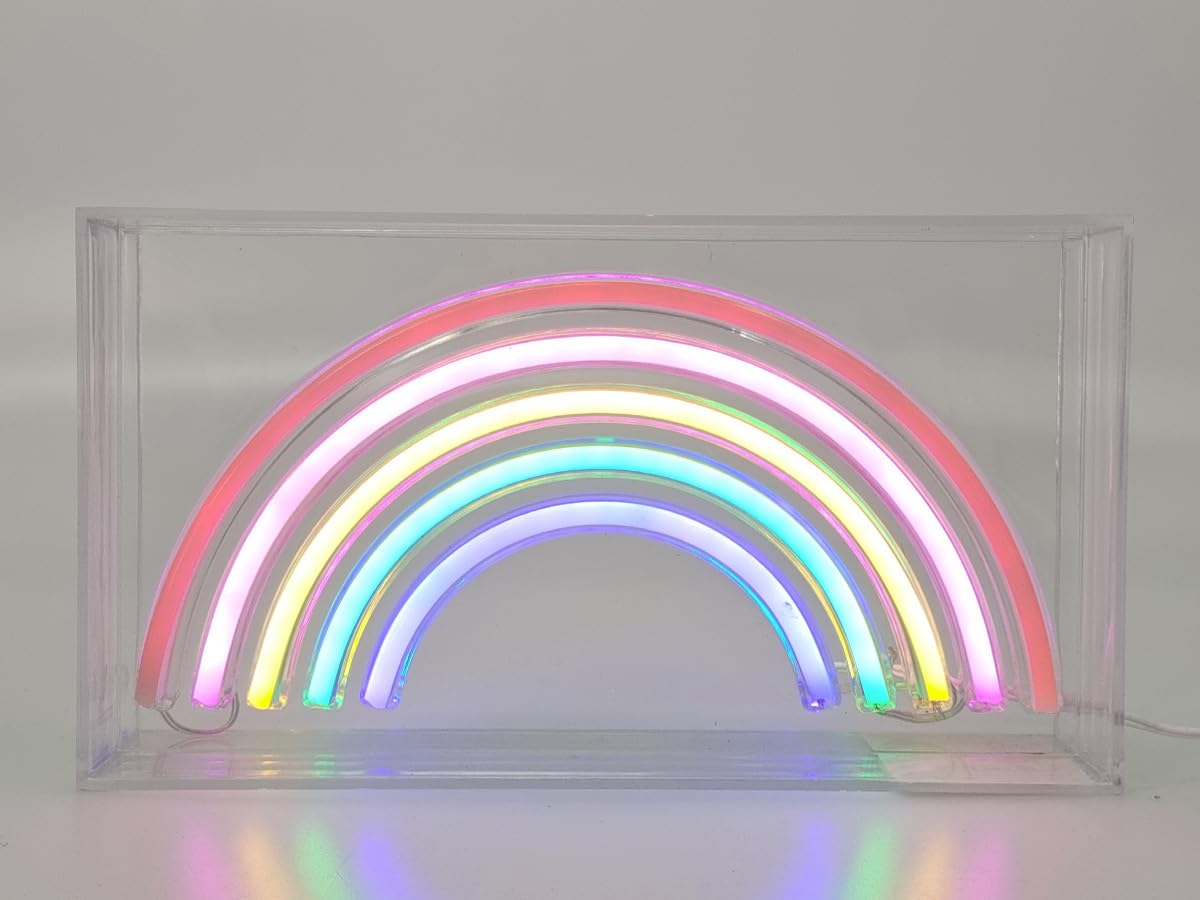 I-TOTAL® - Rectangular LED Sign with USB Plug Ideal for Bedroom (RAINBOW