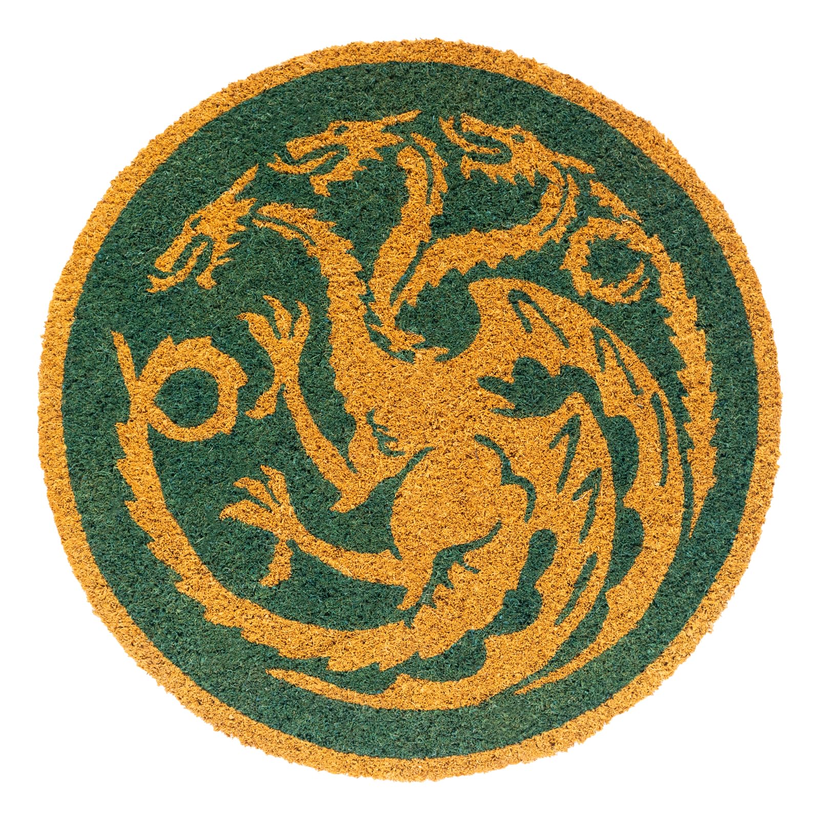 Grupo Erik Kokosmatte Fußmatte Game of Thrones House of The Dragon - Schmutzfangmatte 50x50 cm - Runde Fussmatte Lustig - Türmatte Innen Game of Thrones Merch 50x50 cm Grün