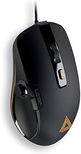 Lexip - Np93 Alpha Gaming Mouse - with internal 2-axis joystick - ultimate glide with ceramic pads + adjustable weight + 12 programmable buttons, Black