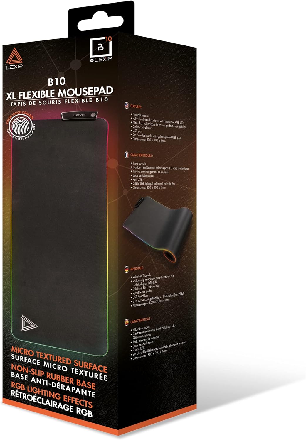 LEXIP B10 XL Flexible Mouse Mat RGB