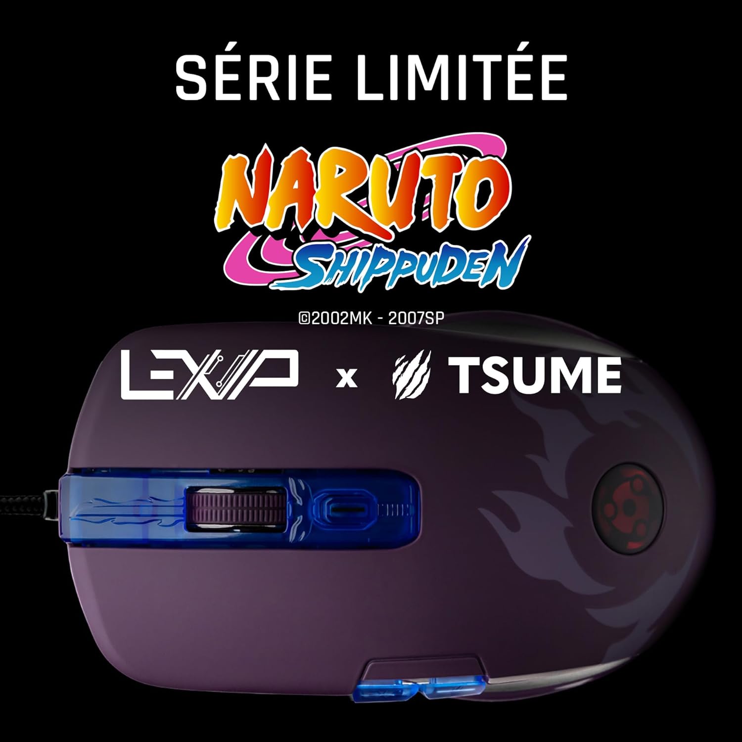Lexip x Tsume - Naruto Shippuden muis - analoge duimjoystick - 12 programmeerbare toetsen en acties - verstelbaar gewicht - PAW3327 optische sensor van 100 tot 12.000 DPI (Madara