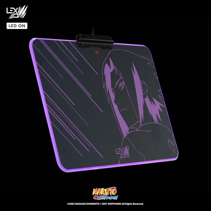 Lexip x Tsume - Naruto Shippuden muismat - LED-achtergrondverlichting - Hard met metalen frame - wrijvingsarm gestructureerd micro-oppervlak - antislip basis (Sasuke