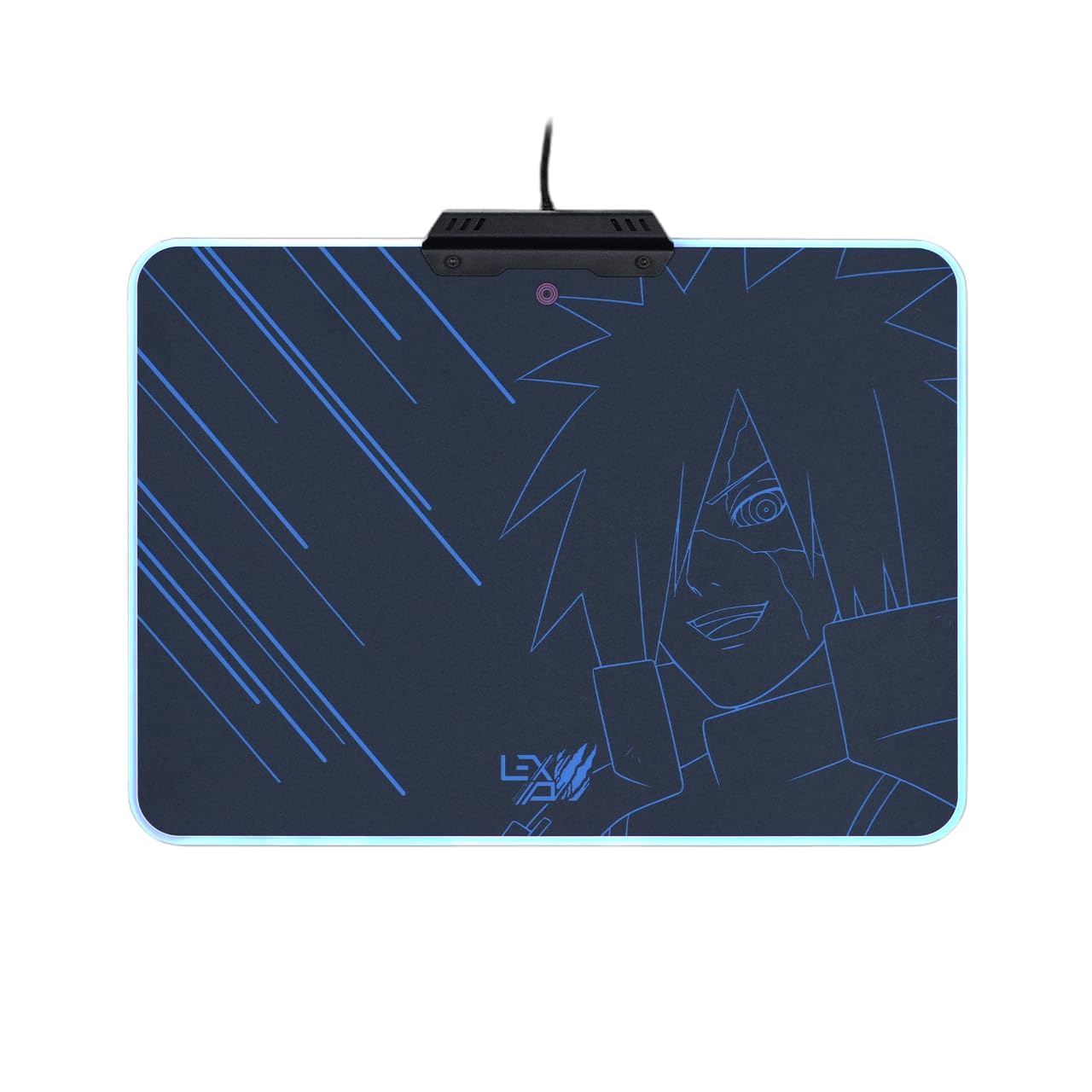 Lexip x Tsume - Naruto Shippuden muismat - LED-achtergrondverlichting - Hard met metalen frame - wrijvingsarm gestructureerd micro-oppervlak - antislip basis (Madara