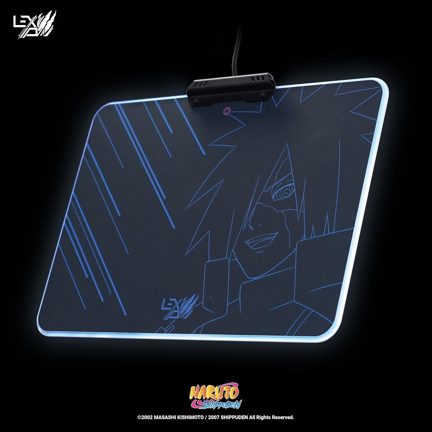 Lexip x Tsume - Naruto Shippuden muismat - LED-achtergrondverlichting - Hard met metalen frame - wrijvingsarm gestructureerd micro-oppervlak - antislip basis (Madara