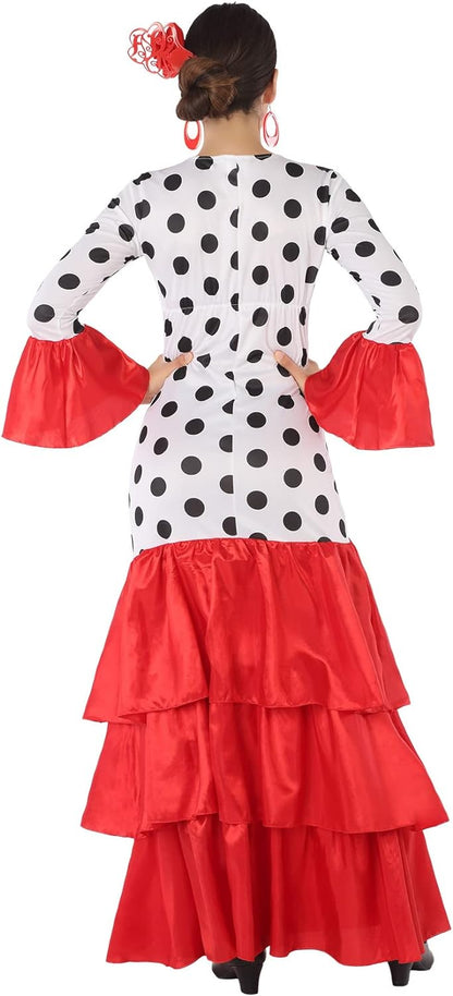 Atosa Women's Adult Flamenca Sevillana Costume White Red XXL