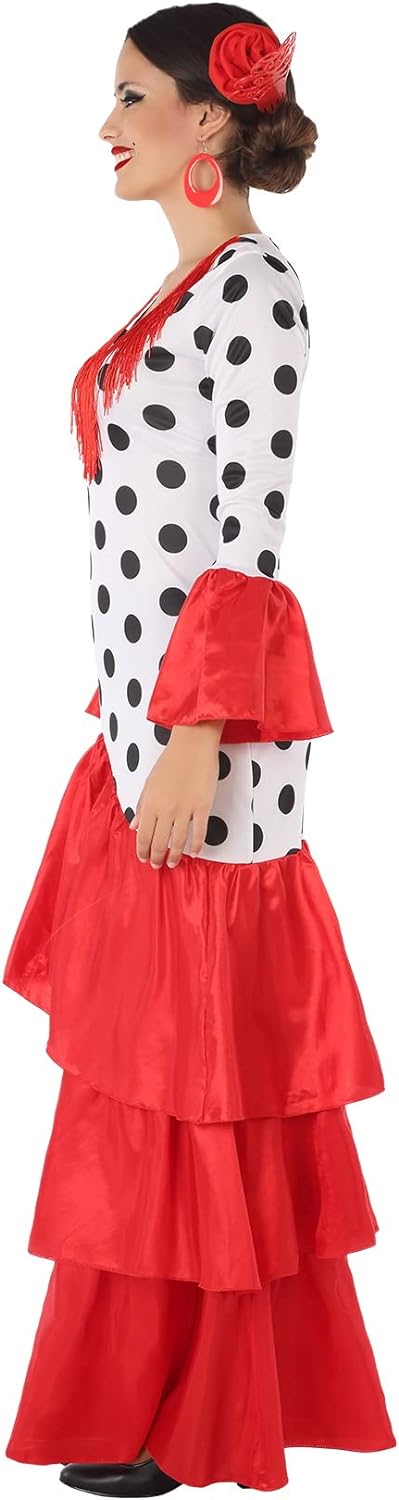 Atosa Women's Adult Flamenca Sevillana Costume White Red XXL