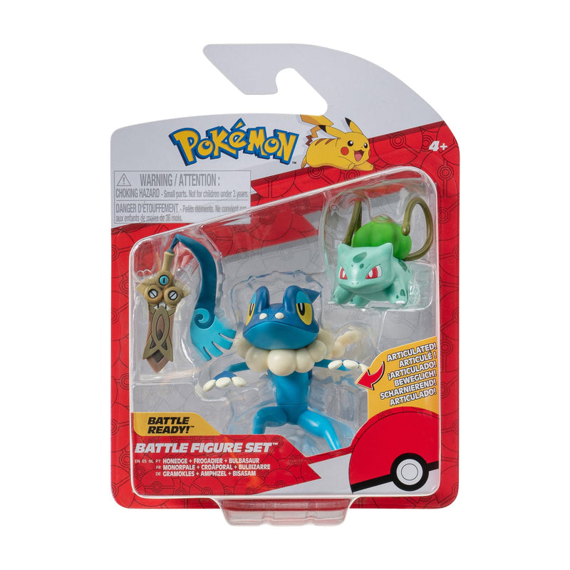 POKEMON Pokémon Battle Figure 3 Pack - Features 2-Inch Honedge and Bulbasaur and 3-Inch Frogadier Battle Figures