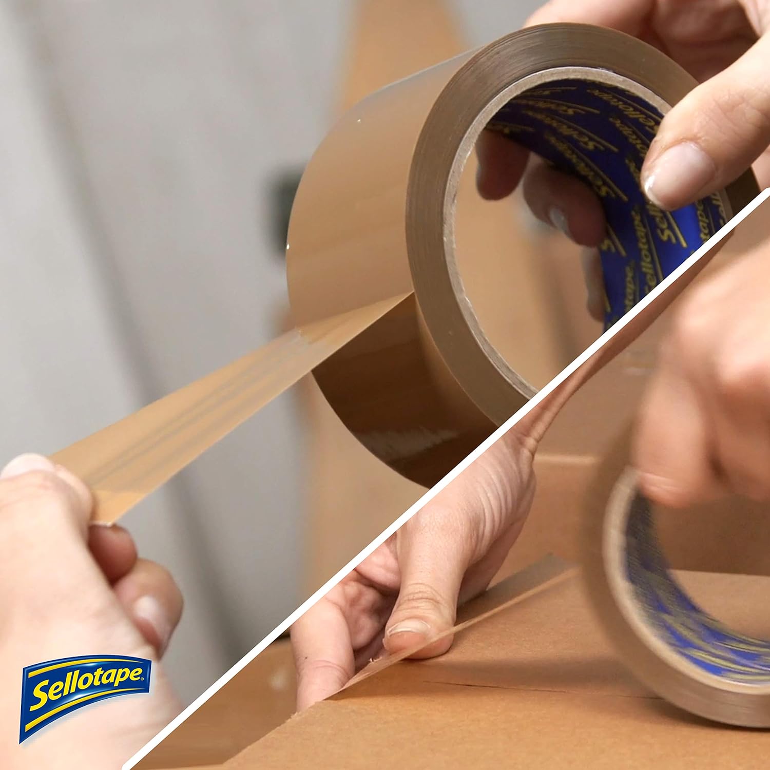 Sellotape Parcel Tape, Brown Tape for Packing, High-Strength Packaging Tape for Professional & Office Use, Packing Tape for Heavy Loads, 48 mm x 50 m