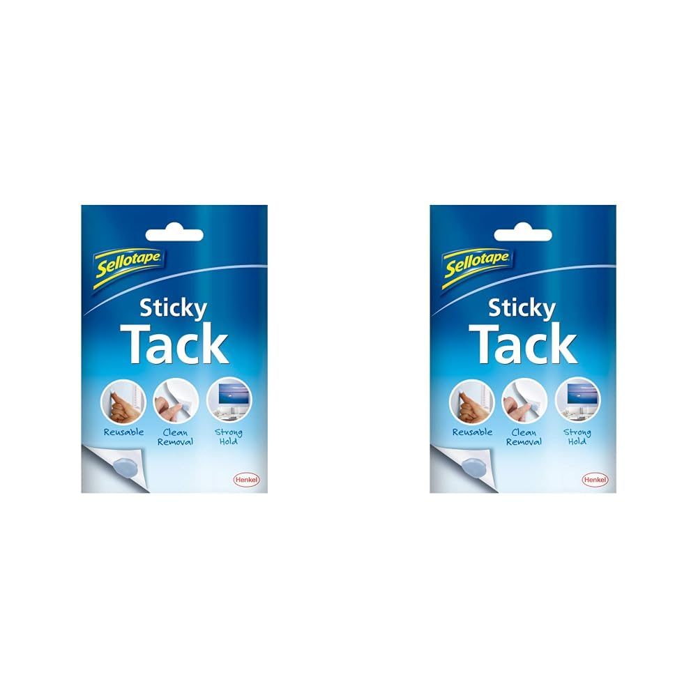 Sellotape 1792402 Sticky Tack for Home & Office, Reusable Adhesive, Stationery,Craft & Office Supplies,Poster Putty to hang Photos, Cards & More,1 x 45g,blue (Pack of 2