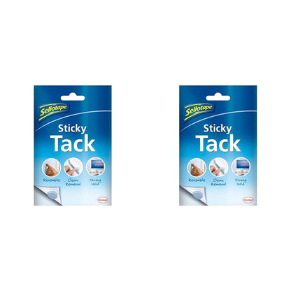 Sellotape 1792402 Sticky Tack for Home & Office, Reusable Adhesive, Stationery,Craft & Office Supplies,Poster Putty to hang Photos, Cards & More,1 x 45g,blue (Pack of 2