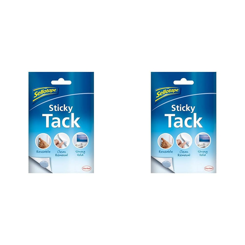 Sellotape 1792402 Sticky Tack for Home & Office, Reusable Adhesive, Stationery,Craft & Office Supplies,Poster Putty to hang Photos, Cards & More,1 x 45g,blue (Pack of 2