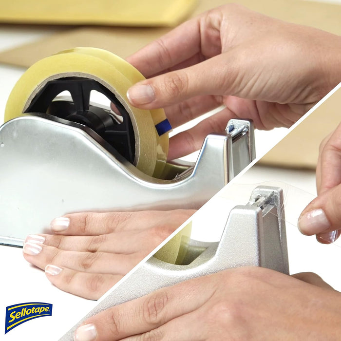 Sellotape Original Golden, Multi-Purpose Clear Tape for Household Objects, Clear Packing Tape for Sticking Envelopes or Cards, Easy to Use Packaging Tape, 24mmx50m