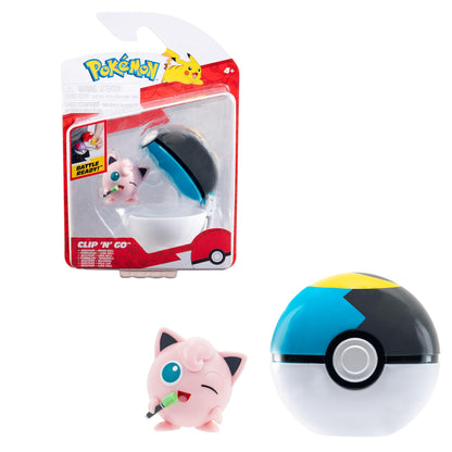 Pokémon PKW3627 Clip 'N' Go Jigglypuff inclusief 2-inch gevechtsfiguur en maanbal accessoire, meerkleurig