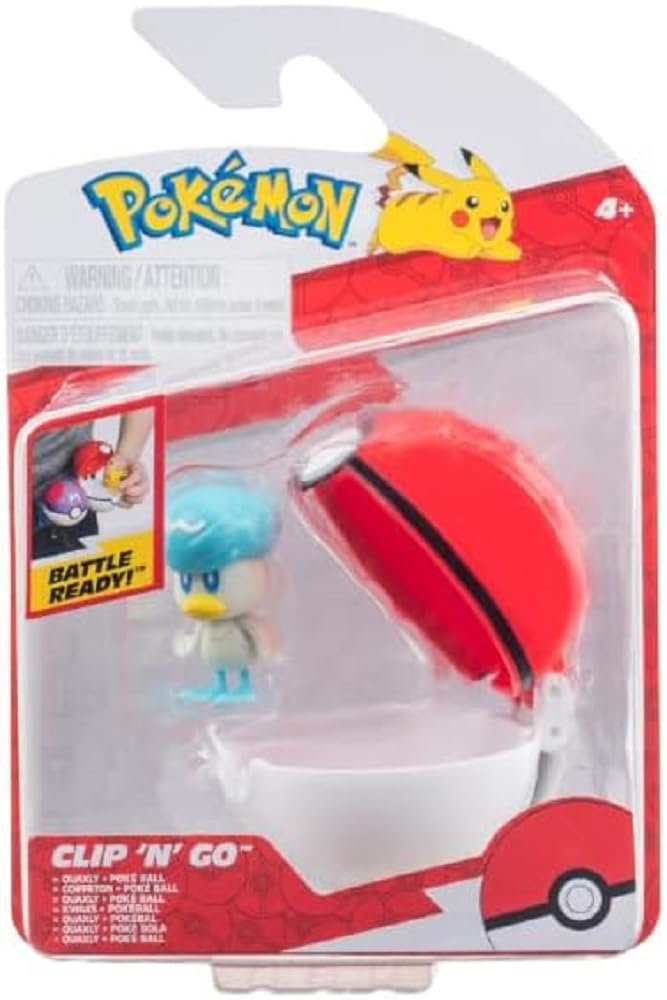 Pokémon PKW3630 - Clip'n'Go Poké Ball - Kwaks und Pokéball, offizieller Pokéball mit 5 cm Figur
