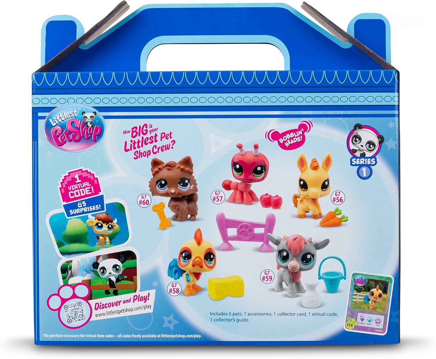 Littlest Pet Shop, Collectors Pack Farm Besties Pack, Mobile Heads, Gen 7 (Mascots #56 to #60), for ages from 4 years onward, BF00510 Multicolor