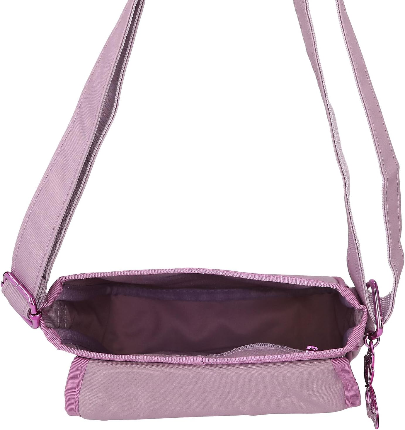 Depesche TOPModel Fairy Love 12778 Small Shoulder Bag in Mauve with Model Motif and Butterflies, Bag with Adjustable Shoulder Strap and Front Flap