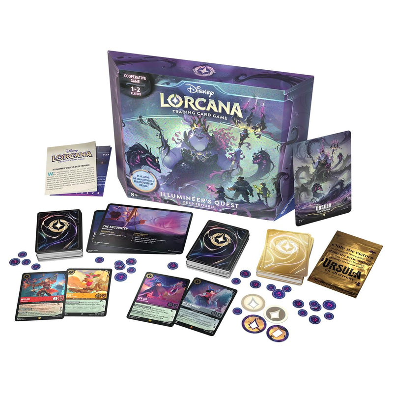 Ravensburger 11098356 Disney Lorcana Trading Card Game for Adults and Kids 8 Years Up-Deep Trouble Gift Pack-Set 4: Ursula's Return-Collectable TCG, Multicolour, One Size
