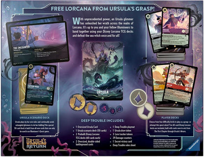 Ravensburger 11098356 Disney Lorcana Trading Card Game for Adults and Kids 8 Years Up-Deep Trouble Gift Pack-Set 4: Ursula's Return-Collectable TCG, Multicolour, One Size