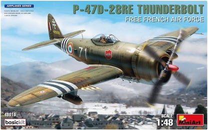 MiniArt 48015 1:48 P47D-28RE Franz. Luftw. Basic Kit – riproduzione fedele del modellismo, kit di costruzione in plastica, fai da te, hobby, incollaggio, modellismo, assemblaggio, non verniciato