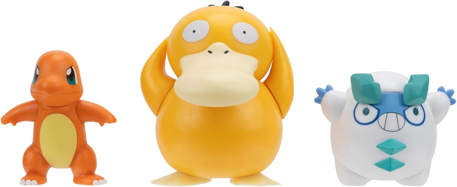 Pokémon Battle Figure 3 Pack - Features 2-Inch Charmander and Galarian Darumaka and 3-Inch Psyduck Battle Figures