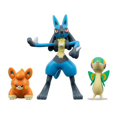 PokTmon Battle Figure Set 3-Pack Snivy, Pawmi, Lucario 5 Cm