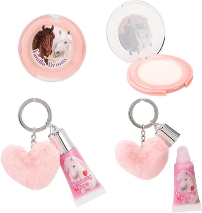 Depesche 12941 Miss Melody - Lipgloss Set im Pferde Design für Kinder, 2 Glosse mit fruchtigen Düften, inkl. Plüsch Anhänger, Pink