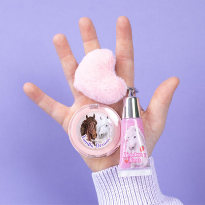 Depesche 12941 Miss Melody - Lipgloss Set im Pferde Design für Kinder, 2 Glosse mit fruchtigen Düften, inkl. Plüsch Anhänger, Pink
