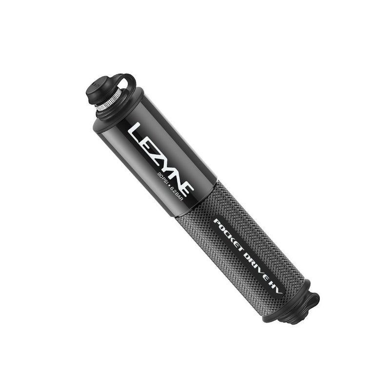 LEZYNE Pocket Drive HV Mini Bike Hand Pump High Volume 90 PSI Presta & Scrhader Compatible CNC Aluminum Compact Large Tyre Portable Bicycle Pump