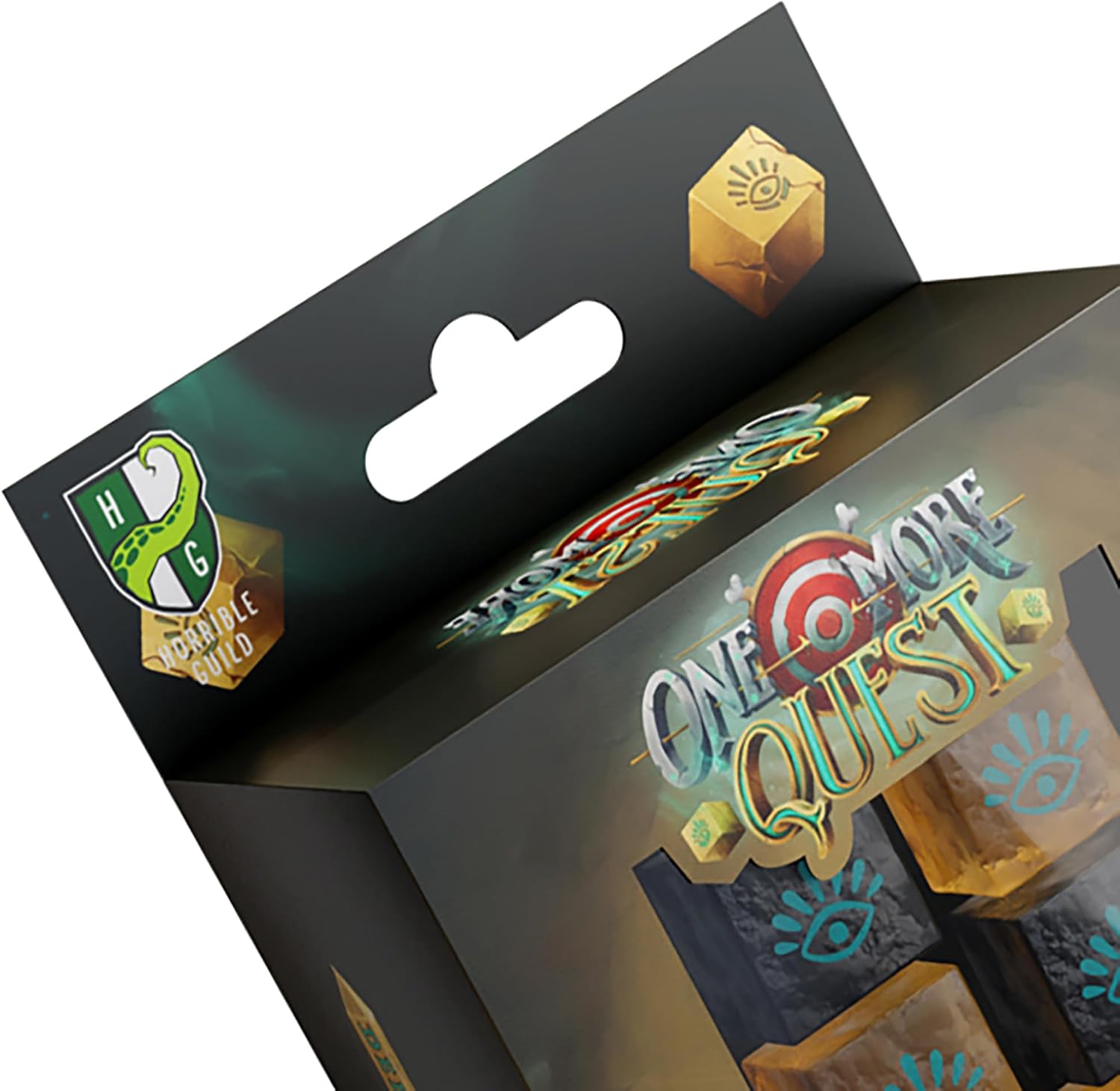 Modiphius Entertainment: One More Quest: Deluxe Eyecon Dice Set - 6 Custom 6-Sided Dice Set, Comedy Dungeon Crawling Tabletop Role Playing Accessory