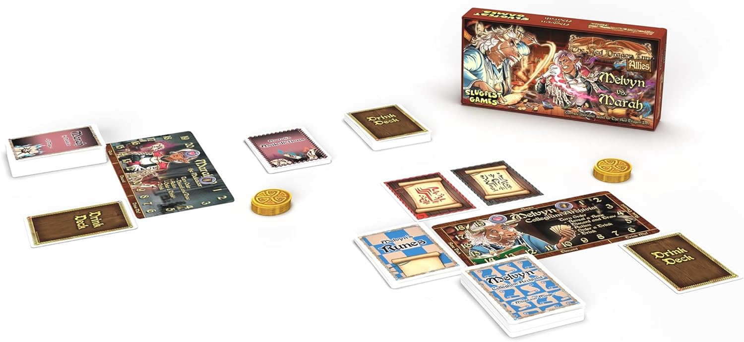 Slugfest Games: The Red Dragon Inn Allies: Melvyn vs Marah - Expansion, Strategy Board Game, 2 Character Expansions, Ages 13+, 2-6 Players, 30+ Min